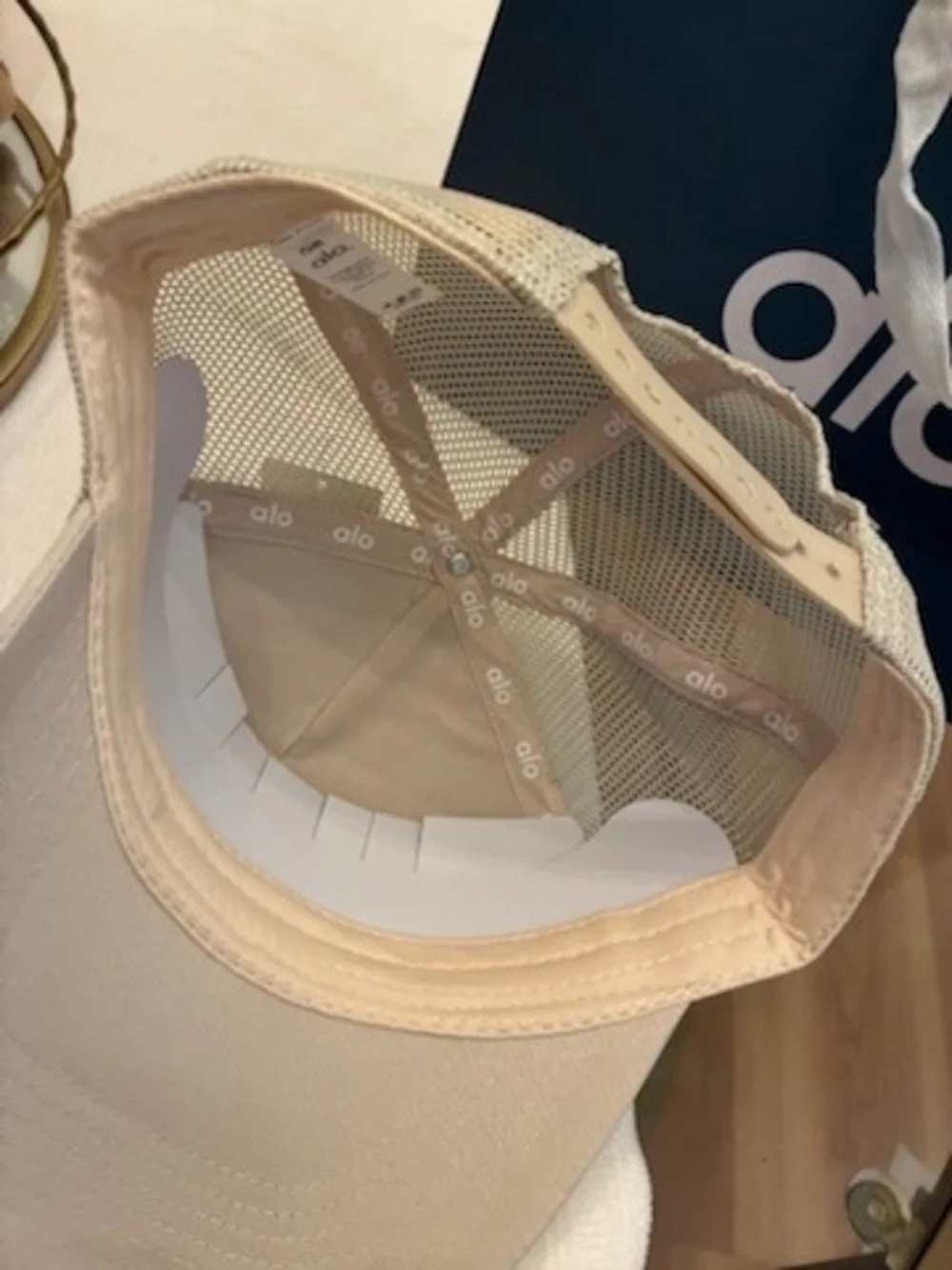 ALO Yoga Beige Logo Trucker Hat